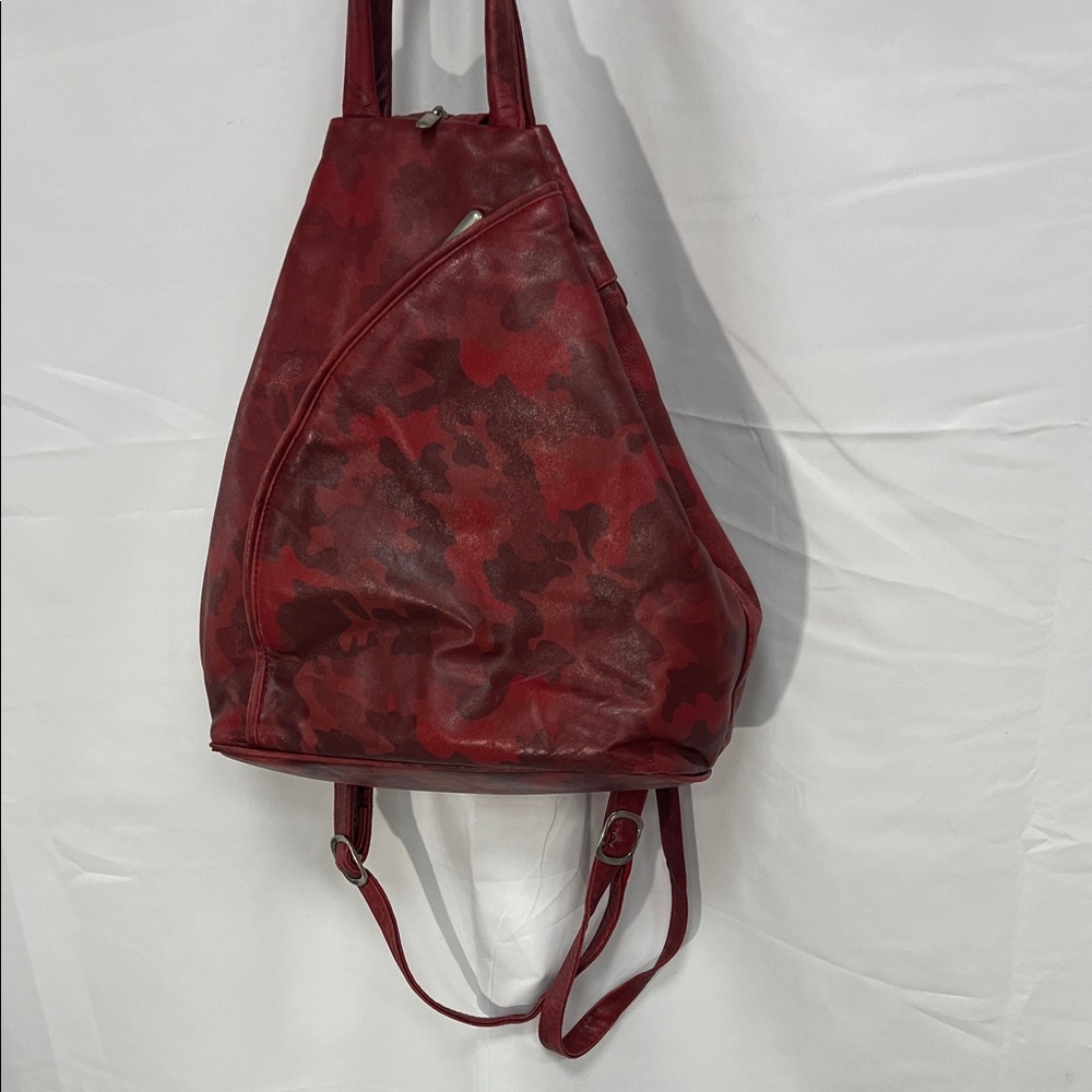 Red Camo Convertible Women’s Backpack Tote
